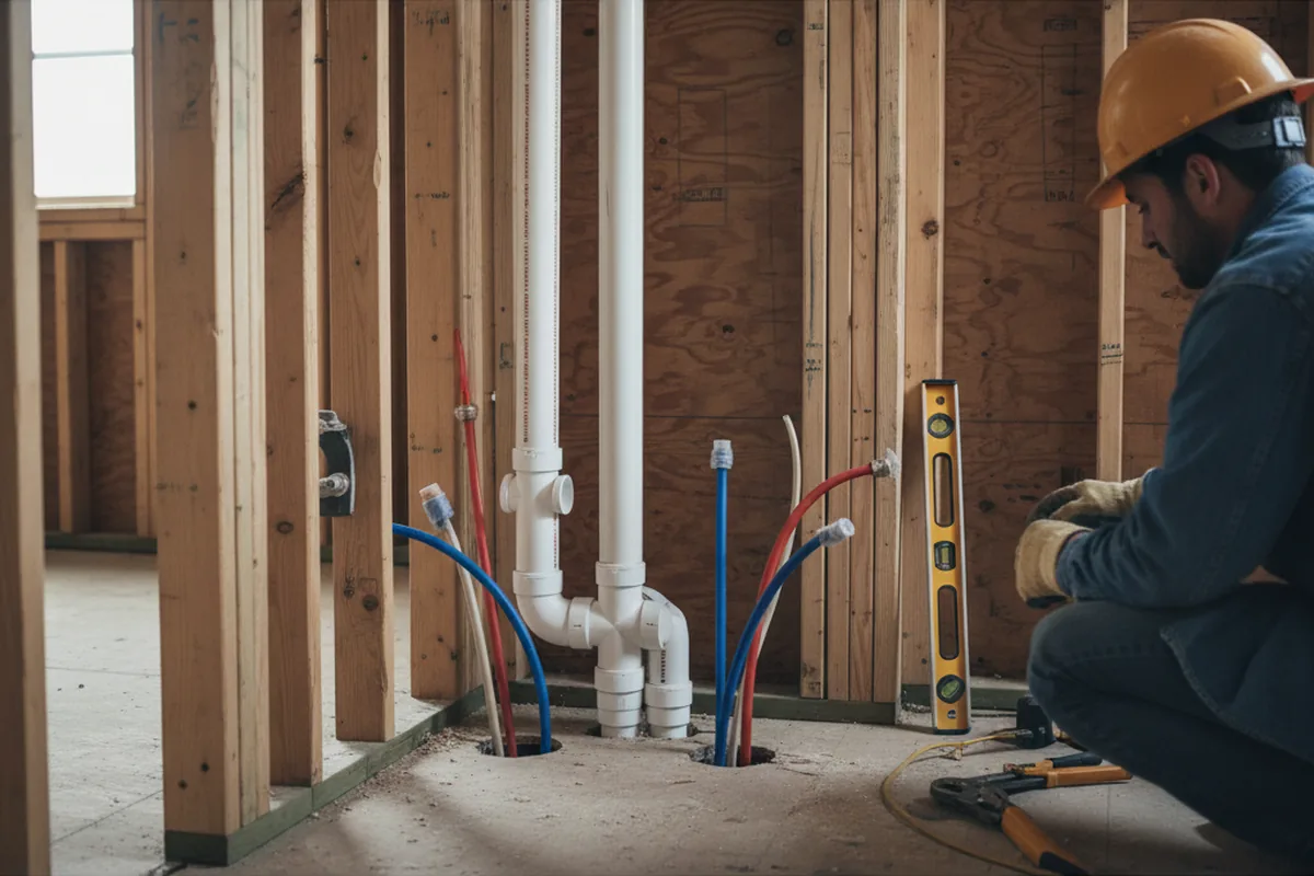 Drain and supply rough-in during Garbage Disposal Repair in Harrington